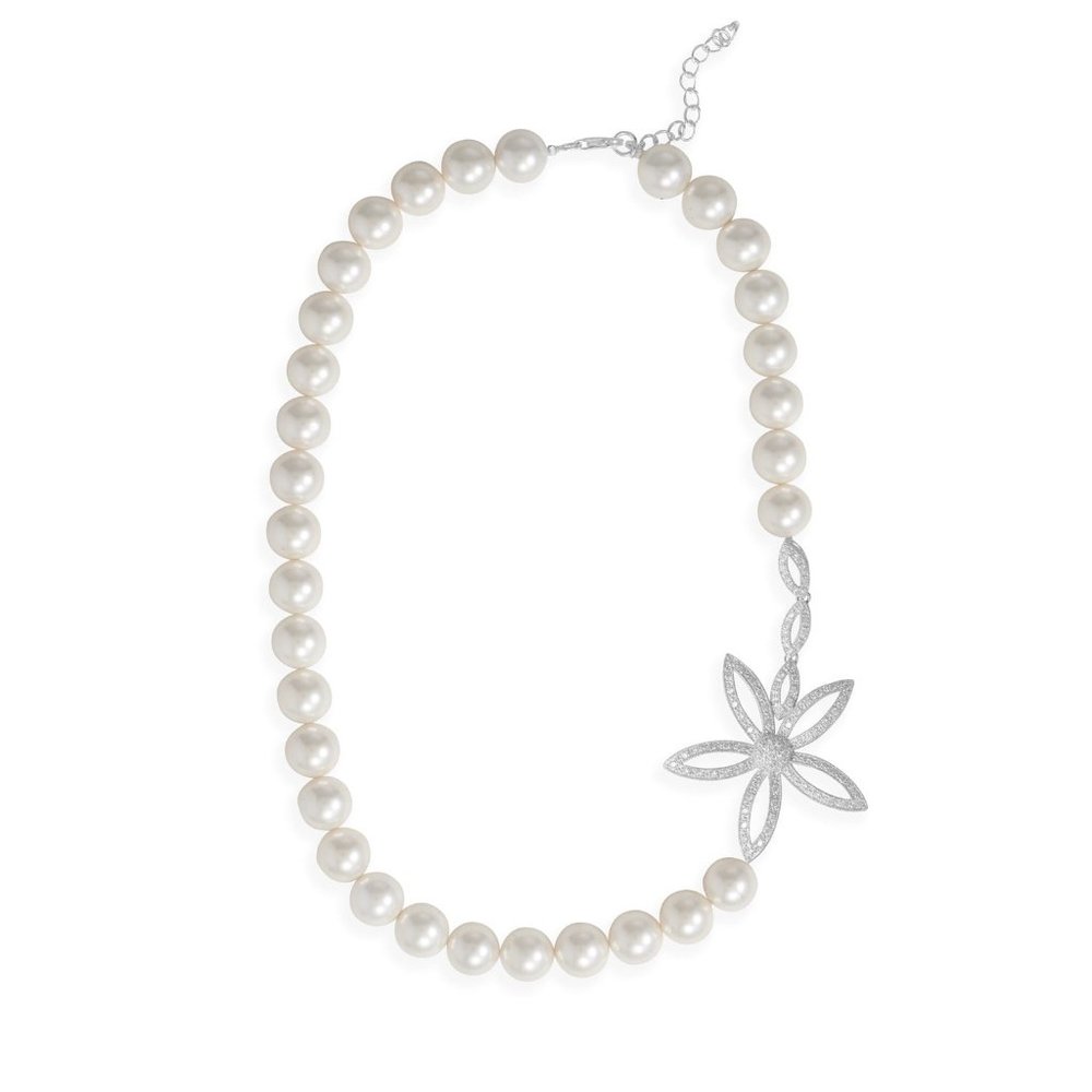 Mother of Pearl and CZ Daisy Necklace